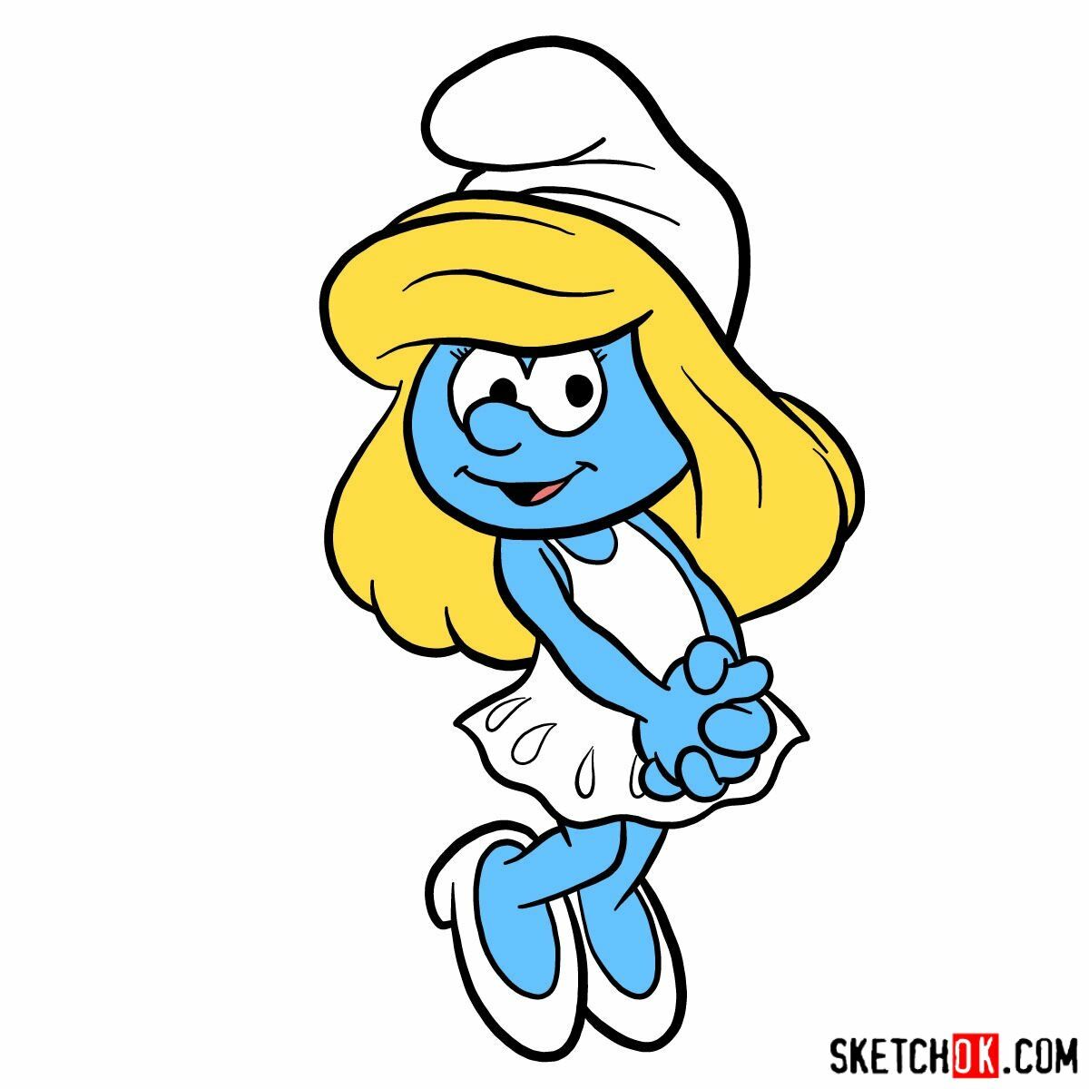 How to draw Smurfette - Sketchok